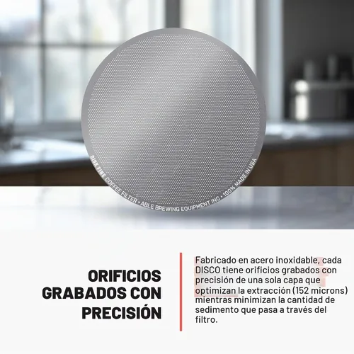 Vista 5 de Able - DISK - Filtros de café reutilizables XL, compatibles con filtros de café AeroPress XL, ideal para el hogar y cafeterías, 152 micras