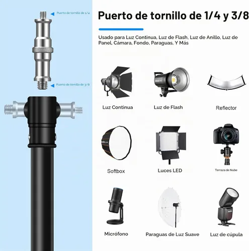 Vista 3 de Soporte de luz resistente 9.8 pies/9.8 ft / 3m soporte de luz de fotografía 1 Paquete Negro