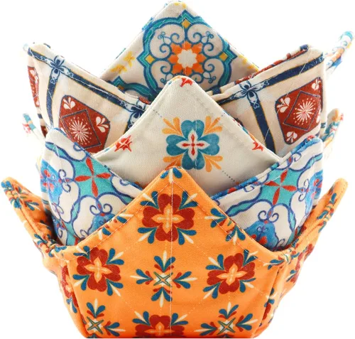 Vista 23 de Tazón de algodón para microondas acogedor, apto para microondas, soportes para tazones calientes, cuenco de sopa (A)