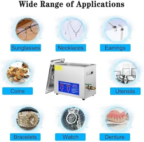 Vista 8 de Professional 30L Ultrasonic Cleaner with Digital Timer & Heater - Stainless Steel Jewelry, Watch, Denture & Eyeglass Deep Cleaning & Stain Removal