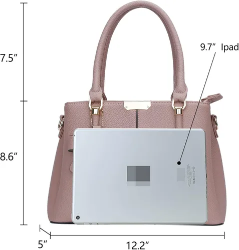 Vista 5 de KKXIU 3 compartimentos con cremallera y bolsos para mujer con asa superior, bolso de hombro para mujer