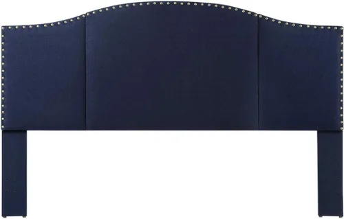 Vista 21 de 24KF Middle Century - Cabecera capitonada tapizada en lino con clavos de latón antiguo, cabecera Queen / Matrimonial, color gris oscuro