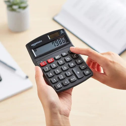 Vista 6 de Yaxa Basics Calculadora de escritorio LCD de 8 dígitos, portátil y fácil de usar, color negro, paquete de 1