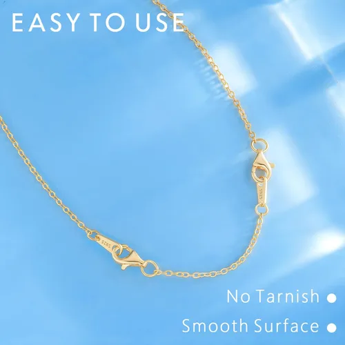 Vista 6 de Extensores de collar para mujer, chapados en oro de 14 quilates, extensores de collar duraderos, cadena de plata de ley 925 para pulsera