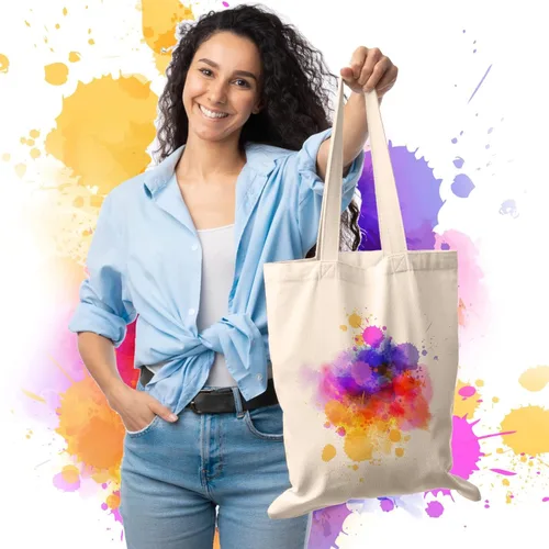 Vista 2 de 20 bolsas de lona de 15 x 16 pulgadas, bolsas de algodón natural en blanco reutilizables a granel con asas y hoja de PTEF, bolsas de tela de playa