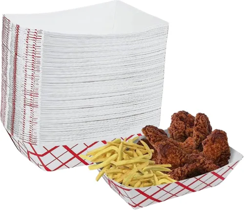 Vista 9 de Mr Miracle Bandejas de papel para alimentos, papel kraft. Extra grandes (5 libras). Paquete de 50 botes desechables y reciclables. Para condimentos