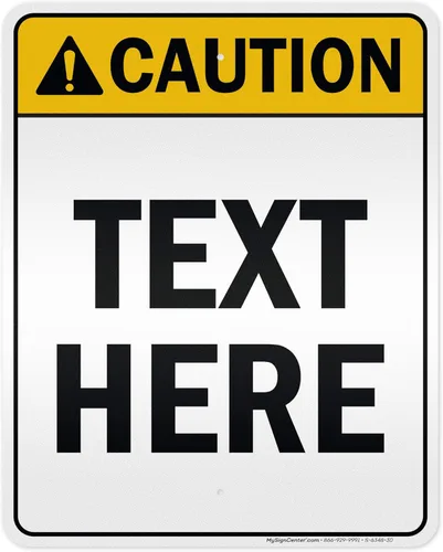 Vista 97 de Letrero de precaución personalizado, letrero ANSI, compatible con Osha, 7 x 10 pulgadas, libre de óxido, aluminio 040, resistente a la decoloración