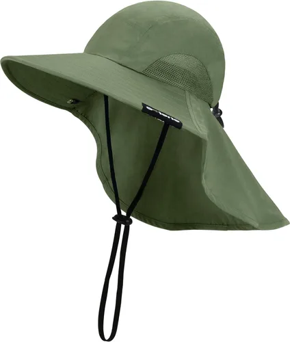 Solaris Sombrero de sol pequeño con solapa para el cuello para hombre y Verde (#1 Green)