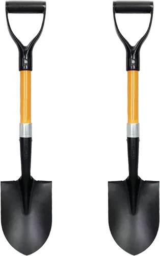 Pala redonda Ashman duradera (mediana), paquete de 2 unidades, 27 pulgadas, agarre cómodo, hoja resistente, multiusos por AshmanOnline