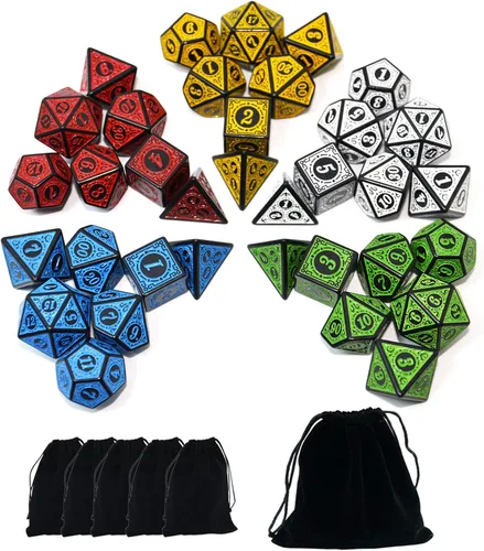 Vista 9 de SmartDealsPro Juegos de dados poliédricos retro con bolsas para D&D DND RPG MTG Dungeon and Dragons Tabla de mesa Roll Juegos D4 D6 D8 D10 D% D12 D20