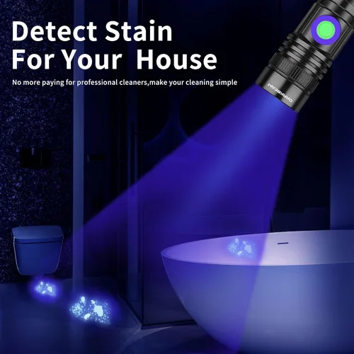 Vista 7 de DARKBEAM Linterna UV de 365 nm recargable de luz negra - Potentes mini linternas ultravioleta LED, lámpara portátil USB-C Woods - para detección