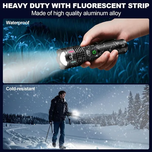 Vista 8 de Esgreen Linternas LED recargables de alto lúmenes 20000, paquete de 2, linterna brillante de un solo clic de larga duración de 12 horas, luz flash