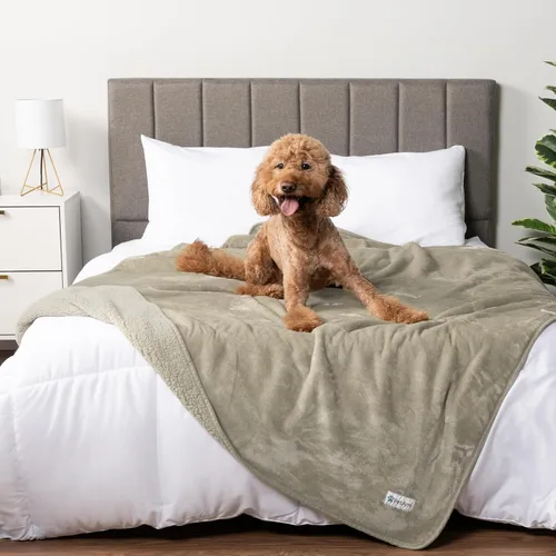 Vista 33 de PetAmi Manta impermeable para perros y gatos, a prueba de orina, reversible, forro polar suave, lavable, 24 x 32 pulgadas, color beige