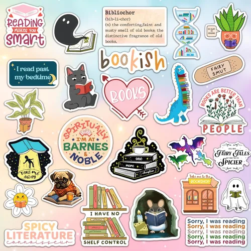 Vista 6 de 150 piezas de calcomanías para Kindle Paquete de calcomanías de lectura para lectores de contenido sugerente Calcomanías para laptop, botella