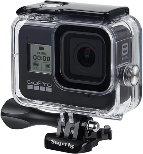 Vista 2 de Suptig Funda impermeable protectora para buceo subacuático compatible con GoPro Hero 8, color negro, resistente al agua, 196 pies (196.9 ft)