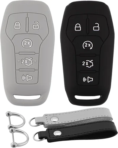Vista 30 de Funda para Llavero de Silicona para Auto Compatible con Ford F150 Explorer Mustang Edge, para Lincoln MKZ MKX MKC con 5 Botones, Protector Completo