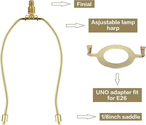 Vista 4 de GIGIVOSHA Kit de soporte ajustable para arpas de pantalla de lámpara, 8, 9, 10 pulgadas con base de luz E26, piezas para lámparas de mesa y de pie