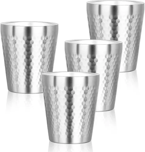 Vista 24 de Vaso aislado de acero inoxidable, vaso aislado de 10 onzas, paquete de 8 vasos de agua apilables irrompibles de doble pared, vasos de metal