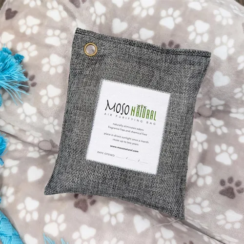 Vista 9 de Moso Natural Bolsa purificadora de aire de 17.64 oz Absorbente de olores de carbón de bambú premium para el hogar, dormitorio, cocina, sótano