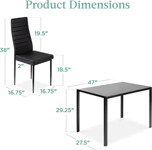 Vista 7 de Best Choice Products 5 piezas Juego de mesa de comedor de vidrio, muebles modernos de mesa de cocina para comedor, dinette, ahorro de espacio