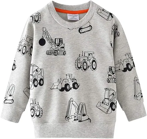 Sudaderas para niños pequeños, de algodón, de manga larga, cuello redondo, sin botones, con estampado de dibujos animados, 2-7T