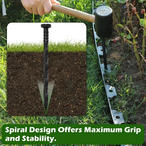 Vista 4 de Gardzen 30 estacas de anclaje para bordes de paisaje, estacas de 6 pulgadas para barreras de hierbas, valla de jardín, césped artificial