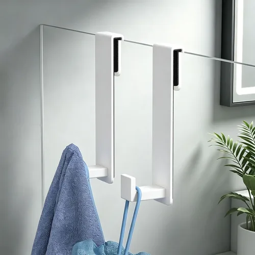 Vista 8 de HUFEEOH Ganchos blancos para toallas de ducha en forma de L, paquete de 2