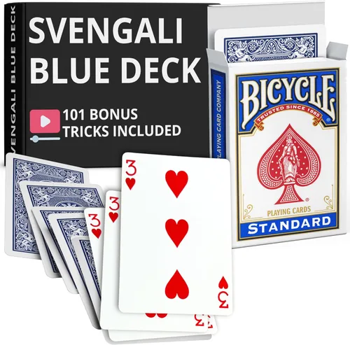 Vista 18 de Ted's Sterling Magic Precision Blue Rider Back Bicicleta Svengali Deck con instrucciones para más de 100 trucos (2 de clubes)