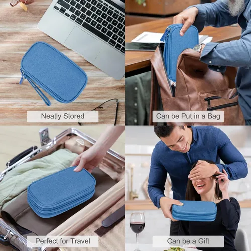Vista 63 de FYY Organizador para accesorios electrónicos, para viajes, para cables, celular y cargadores, estuche portátil, impermeable, doble capa, bolsa