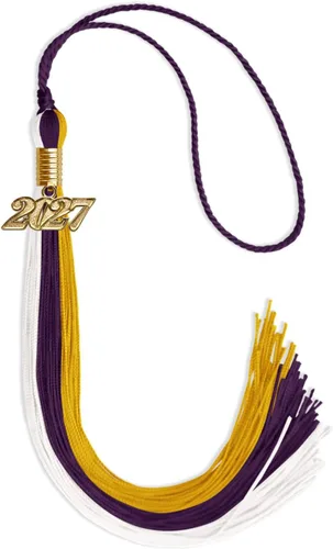 Vista 182 de Endea - Borla de graduación de triple color con gota de fecha dorada (negro/dorado/granate, 2020)