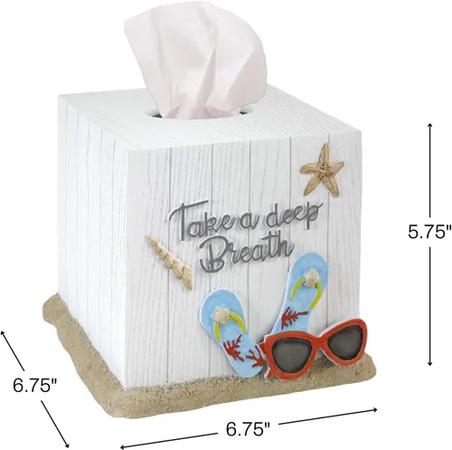 Vista 2 de Avanti Linens - Funda para caja de pañuelos, decoración de baño inspirada en la playa (colección Beach Mode)