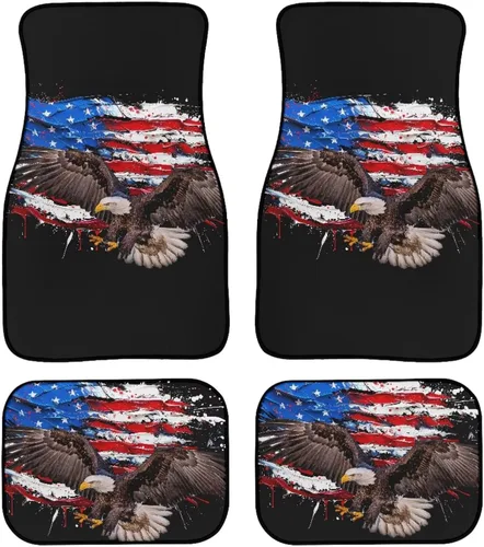 Coloranimal American Eagle Print Floor Mats for Cars 4 Piece Automotive Floor Mats for Cars Truck SUV Universal All Weather Mats Heavy Duty Floor