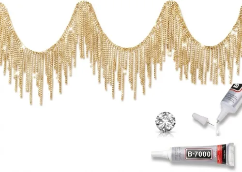 Cinturón con flecos de diamantes de imitación con cuentas y cadena de borlas de diamantes para jeans, accesorios de ropa, decoración de bricolaje