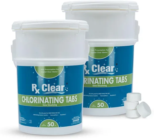 Vista 8 de Rx Clear Tabletas de cloro de 1 pulgada 5 libras Usar tabletas como bactericida, algicida y desinfectante en piscinas Estabilizadas, de larga