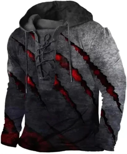 Vista 8 de Bengbobar Sudaderas con Capucha Tácticas Militares para Hombre Retro Desgastadas con Estampado de Bandera Americana Pullover con Cordones Bandera
