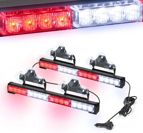 Vista 12 de Nilight - Barra de luz estroboscópica de emergencia de asesor de tráfico 2 en 1, 17 pulgadas, 32 LED, 23 patrones de flash, luces de advertencia
