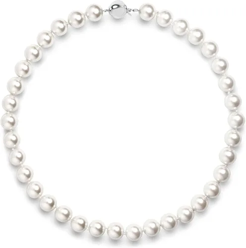 KEZEF Pearl Necklaces for Women - Simulated Faux Cream White Pearl Necklace 16" - 20" - Hand Knotted Strand - Pearl Sizes 8mm - 14mm - Pearl Choker