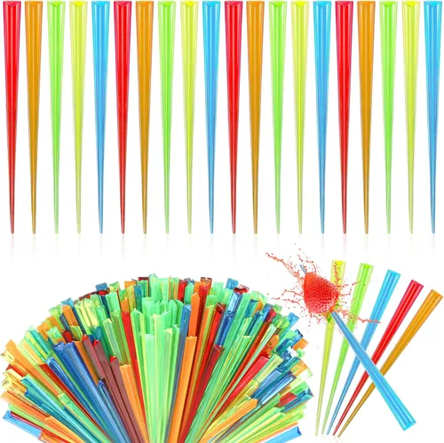 Vista 7 de Cunhill 500 púas de prisma de 3.54 pulgadas, 5 colores triangulares de plástico, para cócteles, bebidas, postres, suministros de fiesta