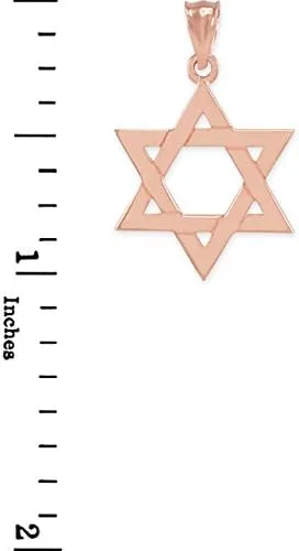 Vista 3 de Collar con colgante de oro rosa de 10 quilates tradicional judío estrella de David (pequeño)