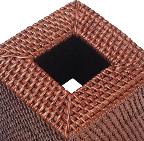 Vista 4 de Funda cuadrada de ratán para caja de pañuelos de mimbre, tejido a mano, 5.5 x 5.5 x 5.7 pulgadas, marrón miel