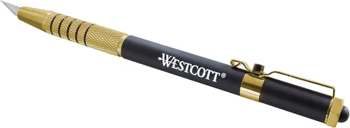 Vista 3 de Westcott 17314 Cuchillo retráctil estilo bolígrafo CarboTitanium Bonded, color dorado