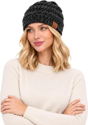 Vista 46 de C.C Exclusives Gorro de Punto de Cable - Gorros Gruesos, Suaves y Cálidos de Punto Grueso Chenille Teniente Mel Gris