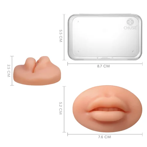 Vista 2 de CHUSE Módulo de práctica de labios realistas de silicona suave 5D para maquillaje semipermanente, práctica de microblading de silicona, labios