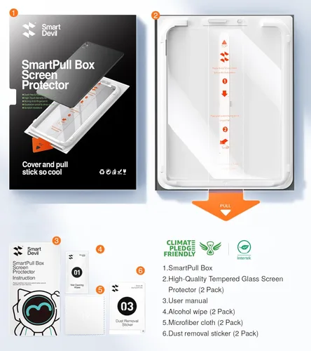 Vista 7 de SMARTDEVIL Protector de pantalla para iPad Air 5ª/4ª de 10.9 pulgadas (2022/2020), iPad Pro de 11 pulgadas (2022/2021/2020/2018) con marco de fácil