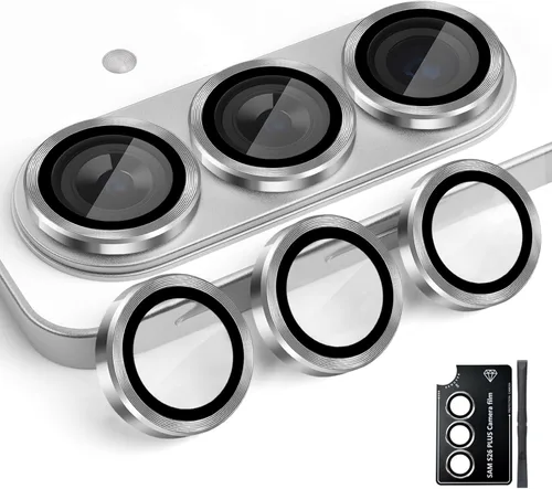 Vista 38 de Protector de lente de cámara para Galaxy S26, cubierta individual de lente de anillo de aleación de aluminio de vidrio templado con bandeja de Negro
