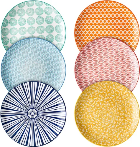 Vista 9 de Selamica Juego de Platos de Postre de Cerámica de 6, Platos Mini de 6 Pulgadas para Pastel, Snacks y Guarnición, Apto para Microondas y Lavavajillas