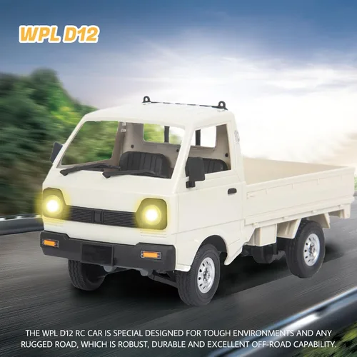 Vista 2 de WPL D12 Camión RC 1/10 RC Rastreador 2.4G Coches RC de Derrape Pickup con 3 piezas de Batería Mejorada de 1200mah Control Remoto Camión Rastreador