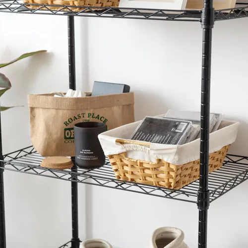 Vista 8 de Cestas de almacenamiento de mimbre con forros, cestas de almacenamiento a prueba de humedad con asas integradas tejidas a mano, cajas