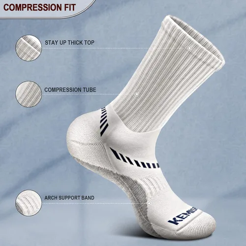Vista 4 de KEMISANT - Calcetines deportivos para hombre, 6 pares, de compresión para correr, para hombre, con suela acolchada completa
