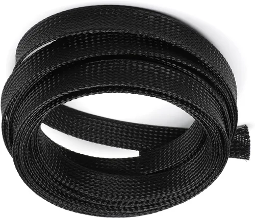 Vista 7 de Wenheww - Funda de cable trenzada expandible de PET, de 1.64 pies a 3/8 pulgadas, manga negra para organización de cables, protector de cable